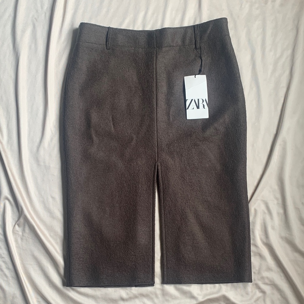 Zara Wool Green Skirt Size Medium (HEMMED)